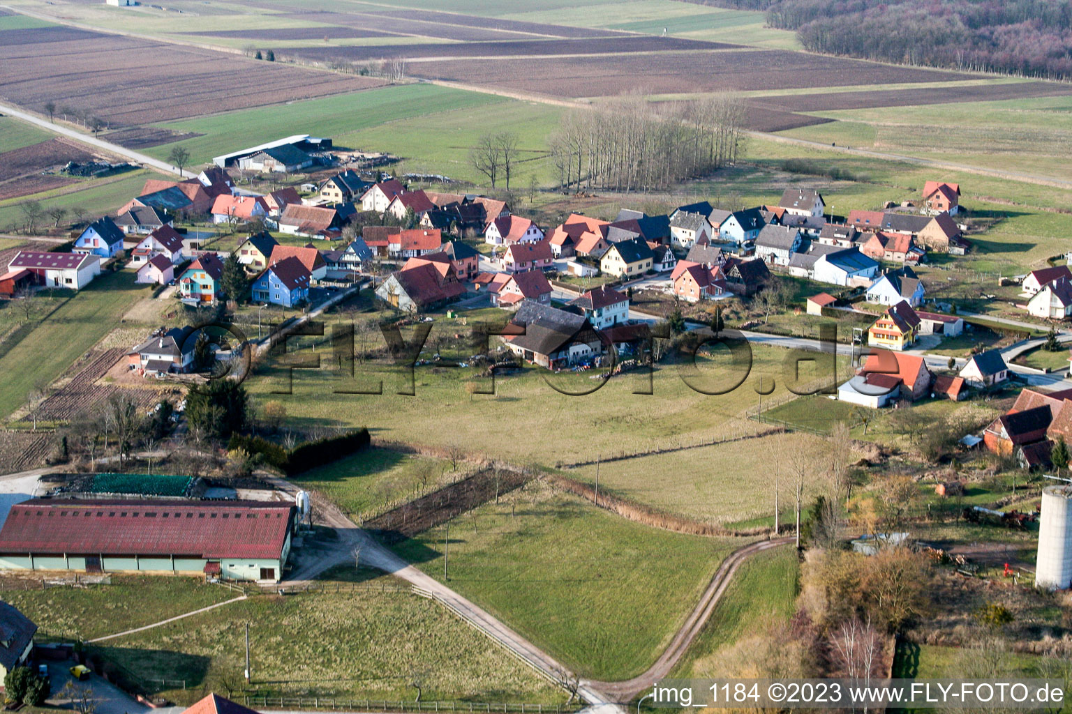 Salmbach im Bundesland Bas-Rhin, Frankreich aus der Luft