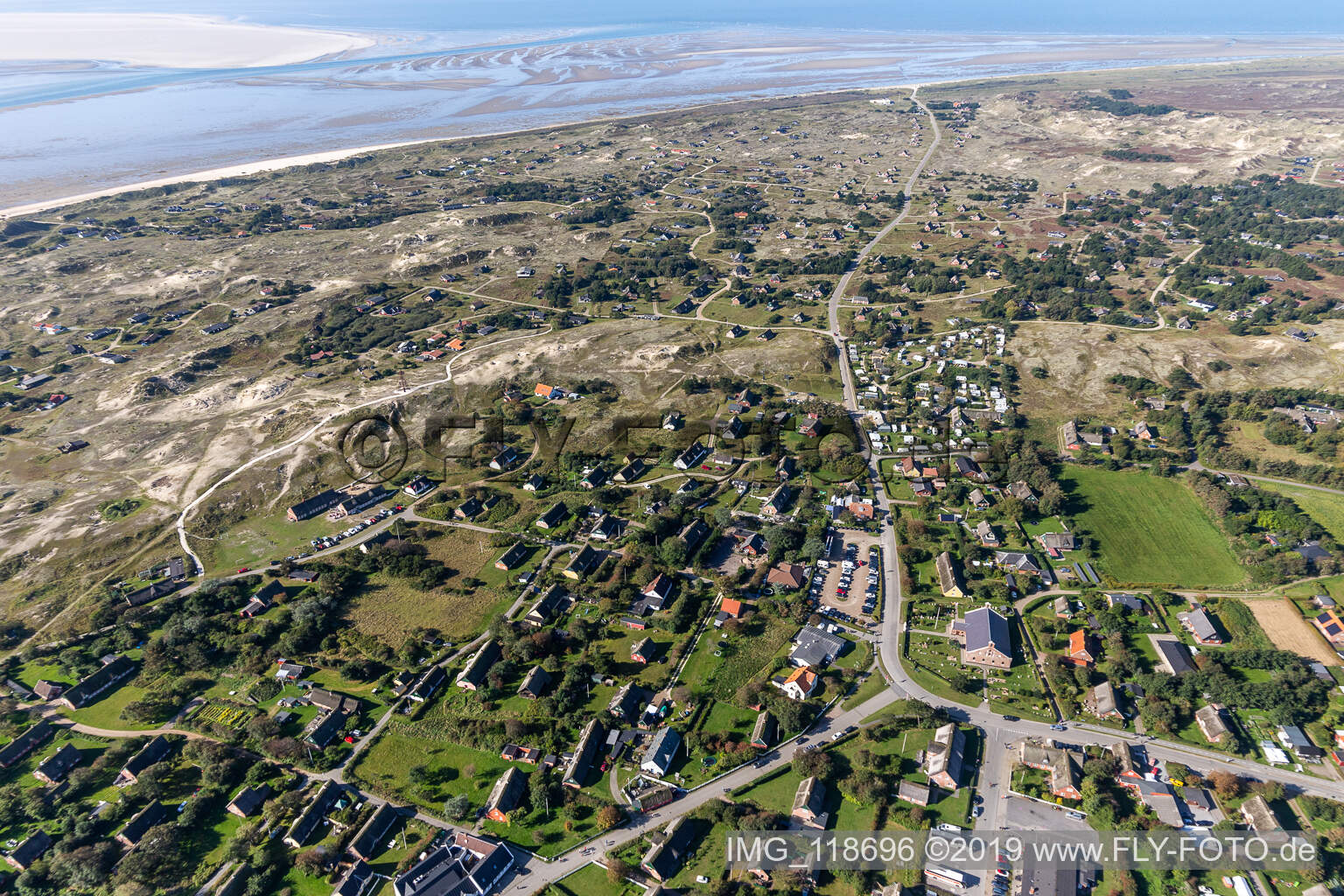 Sønderho im Bundesland Syddanmark, Dänemark von oben gesehen