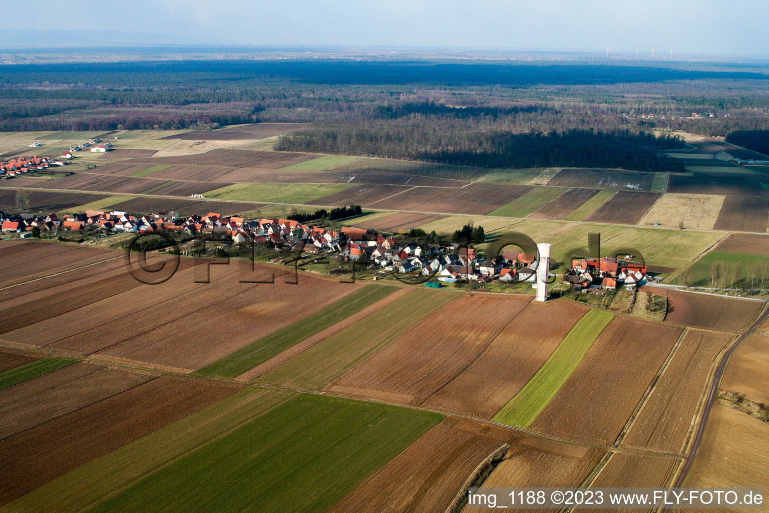 Schleithal im Bundesland Bas-Rhin, Frankreich vom Flugzeug aus