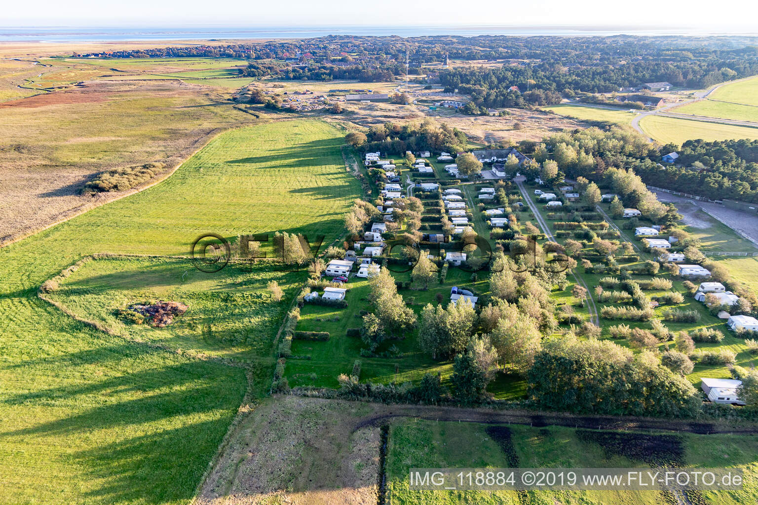 Luftbild von Ny Camping, Sønderho im Bundesland Syddanmark, Dänemark