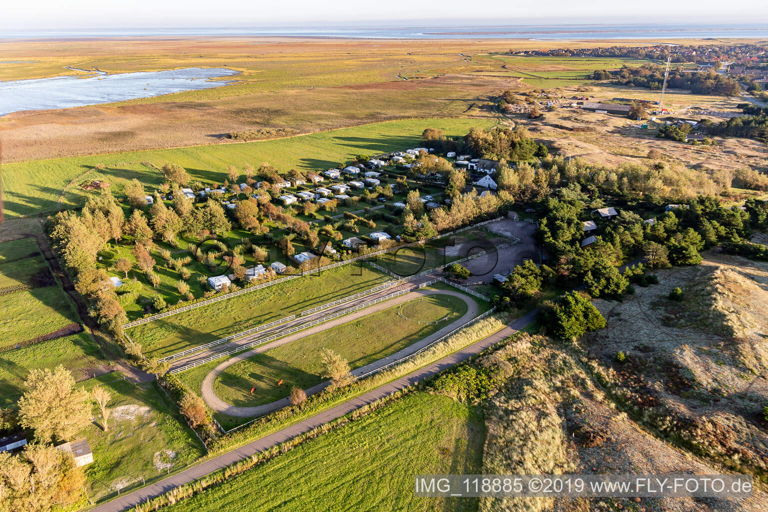 Luftaufnahme von Ny Camping, Sønderho im Bundesland Syddanmark, Dänemark