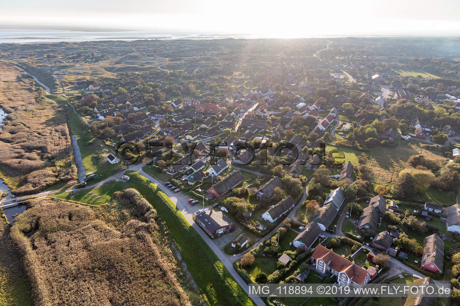 Sønderho im Bundesland Syddanmark, Dänemark aus der Drohnenperspektive