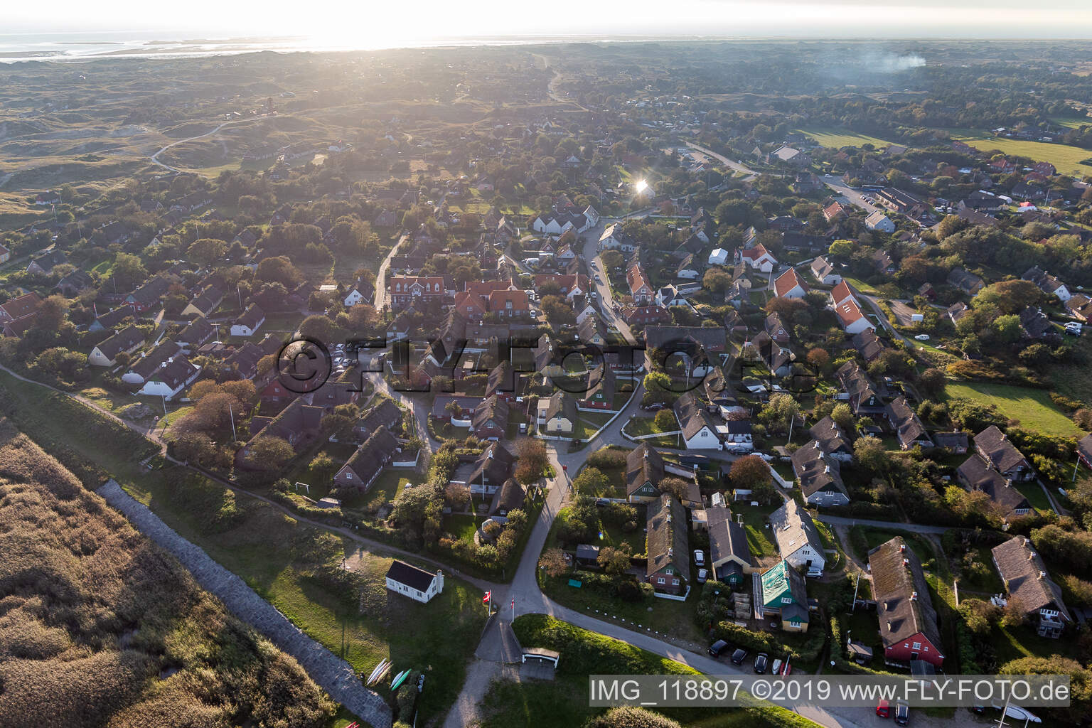 Sønderho im Bundesland Syddanmark, Dänemark von der Drohne aus gesehen