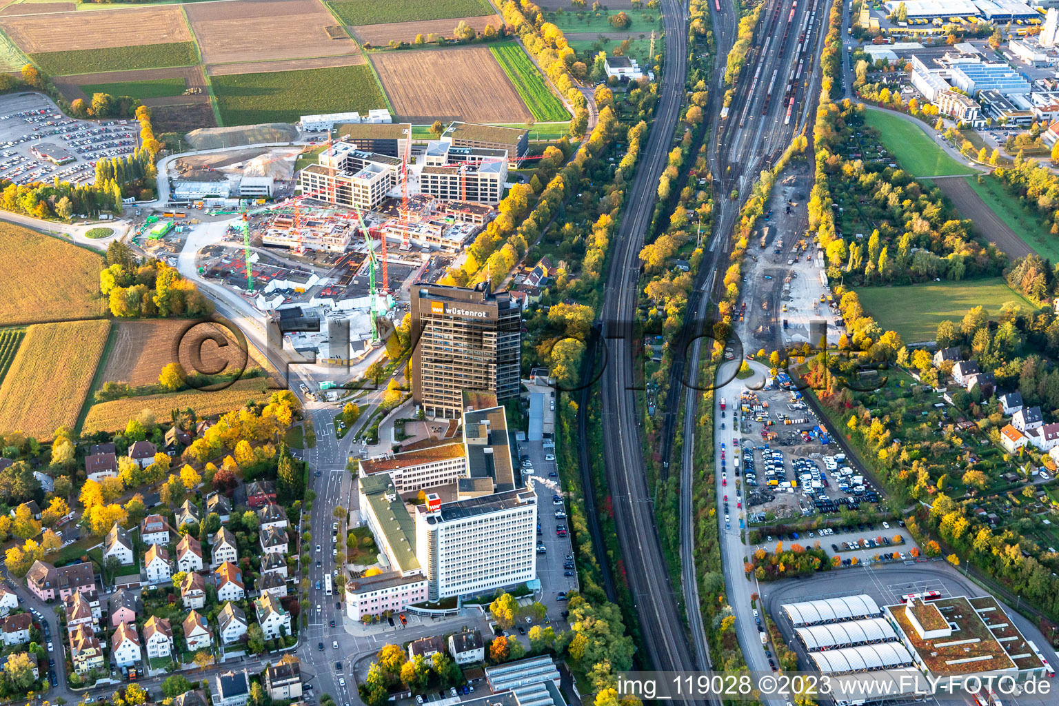 Luftbild von Wüstenrot Bausparkasse im Ortsteil Ludwigsburg-Mitte im Bundesland Baden-Württemberg, Deutschland