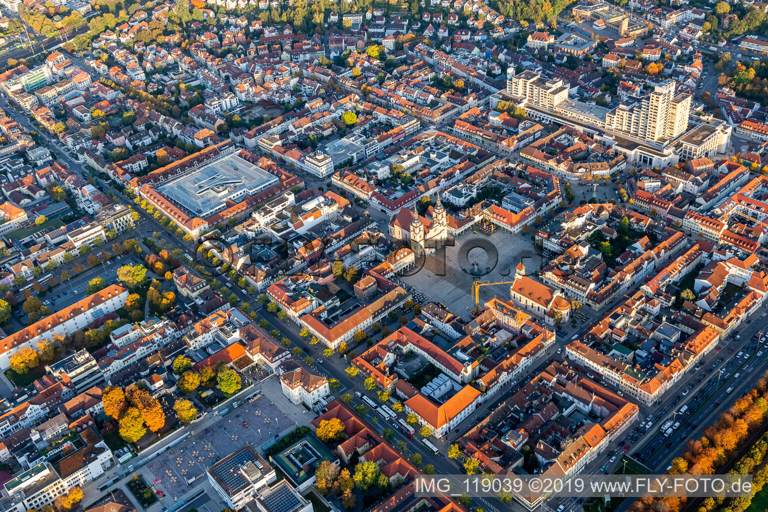 Luftbild von Marktplatz im Ortsteil Ludwigsburg-Mitte im Bundesland Baden-Württemberg, Deutschland