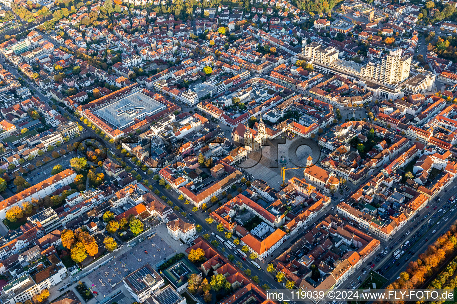 Luftbild von Marktplatz im Ortsteil Ludwigsburg-Mitte im Bundesland Baden-Württemberg, Deutschland