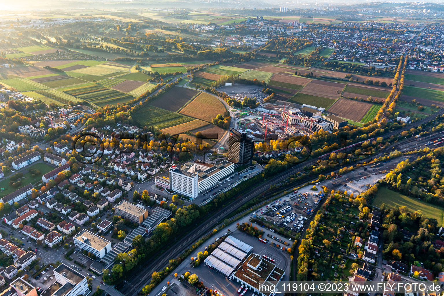 Luftaufnahme von Wüstenrot Bausparkasse im Ortsteil Ludwigsburg-Mitte im Bundesland Baden-Württemberg, Deutschland