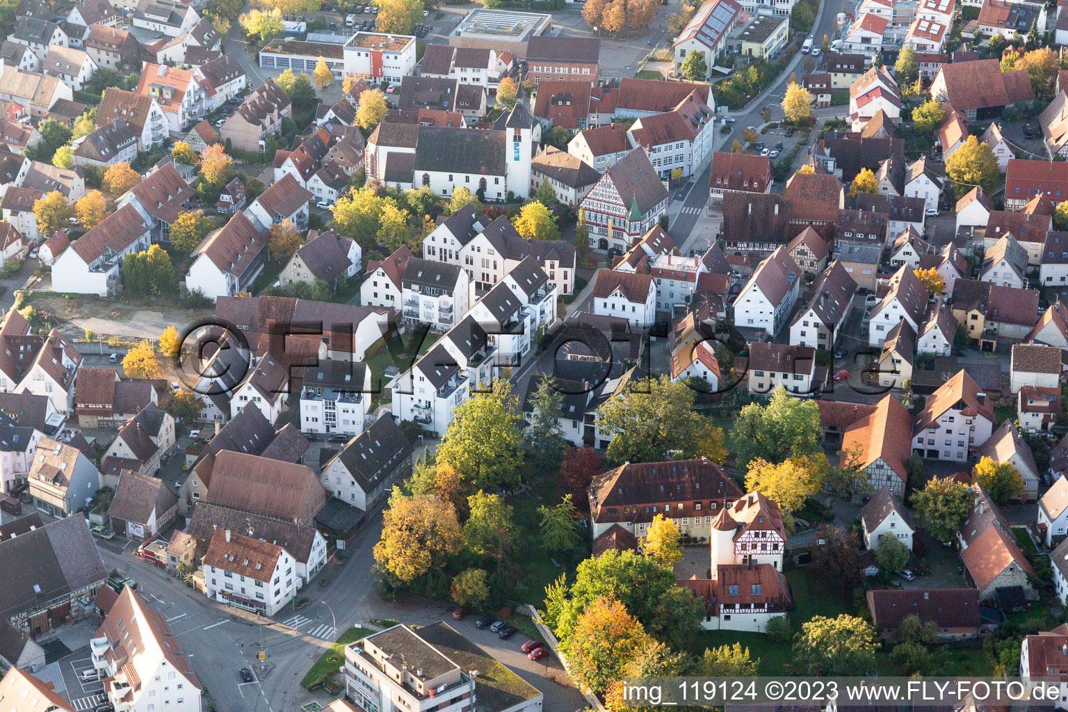 Luftbild von Rathaus in Korntal-Münchingen im Bundesland Baden-Württemberg, Deutschland