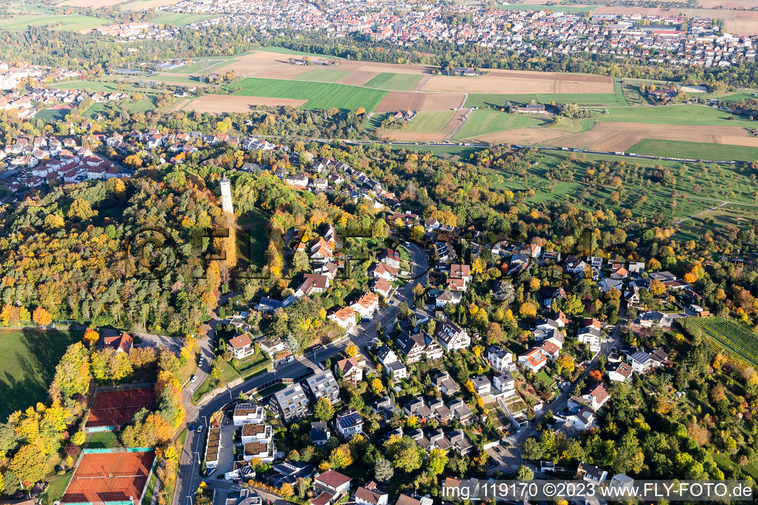 Luftaufnahme von Engelberg in Leonberg im Bundesland Baden-Württemberg, Deutschland