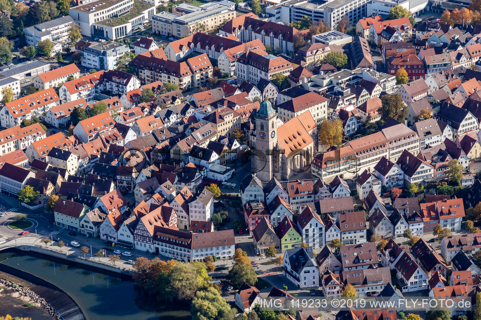 Altstadtbereich und Innenstadtzentrum in Nürtingen im Bundesland Baden-Württemberg, Deutschland