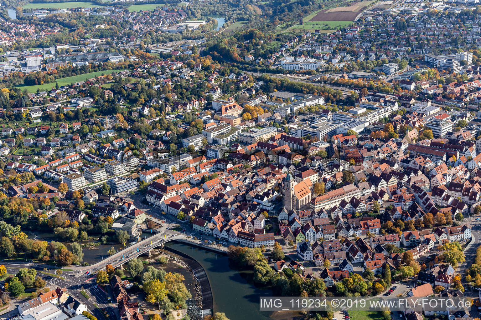 Nürtingen im Bundesland Baden-Württemberg, Deutschland aus der Luft