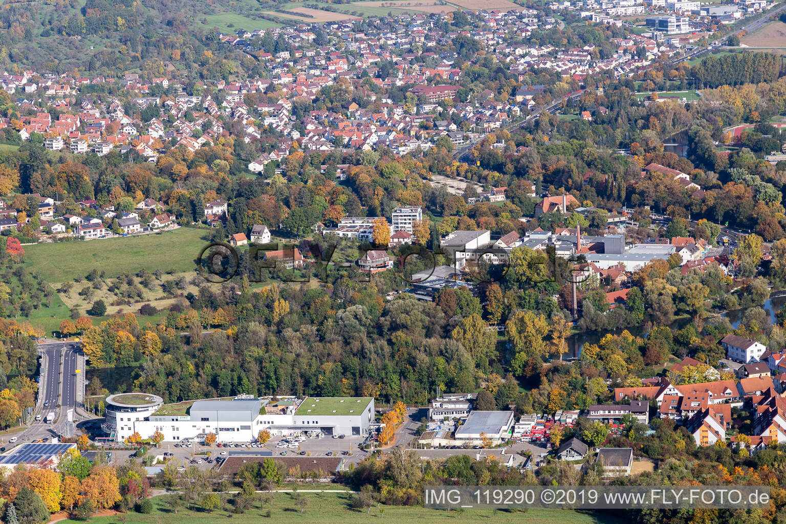 Nürtingen im Bundesland Baden-Württemberg, Deutschland vom Flugzeug aus
