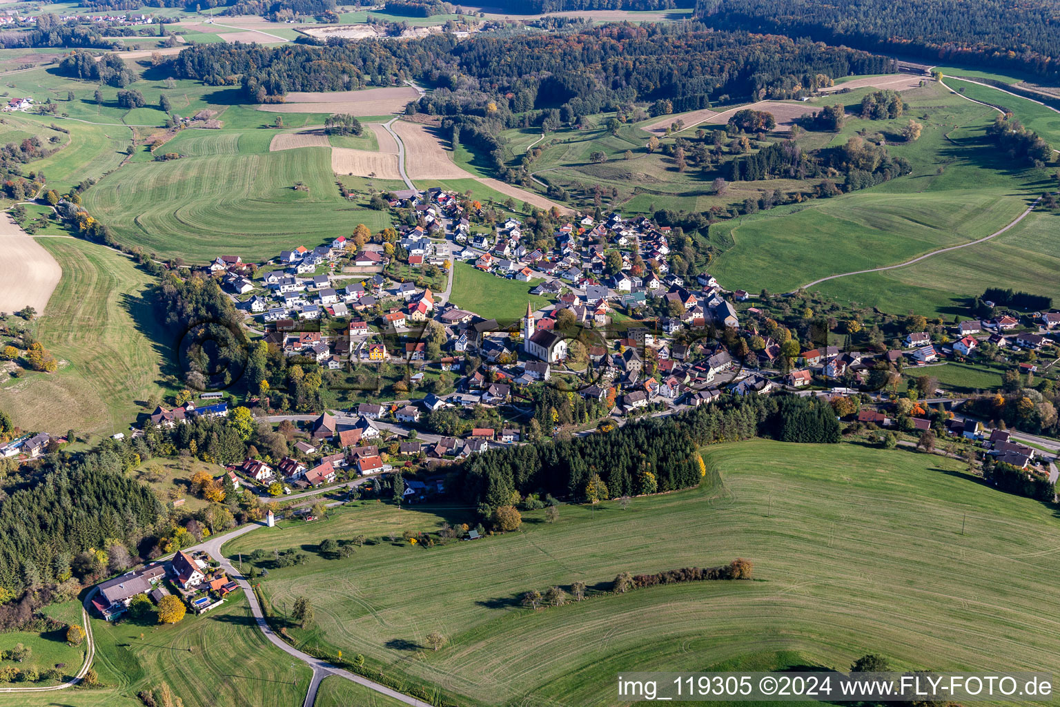 Luftbild von Ortsteil Hoppetenzell in Stockach im Bundesland Baden-Württemberg, Deutschland