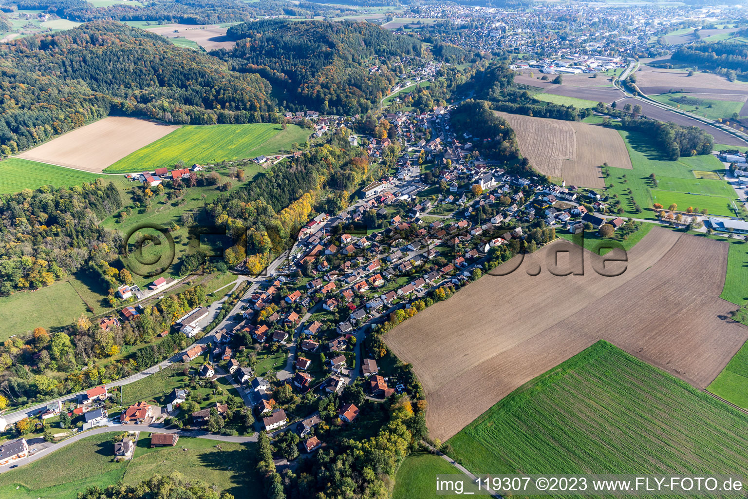 Luftbild von Ortsteil Zizenhausen in Stockach im Bundesland Baden-Württemberg, Deutschland