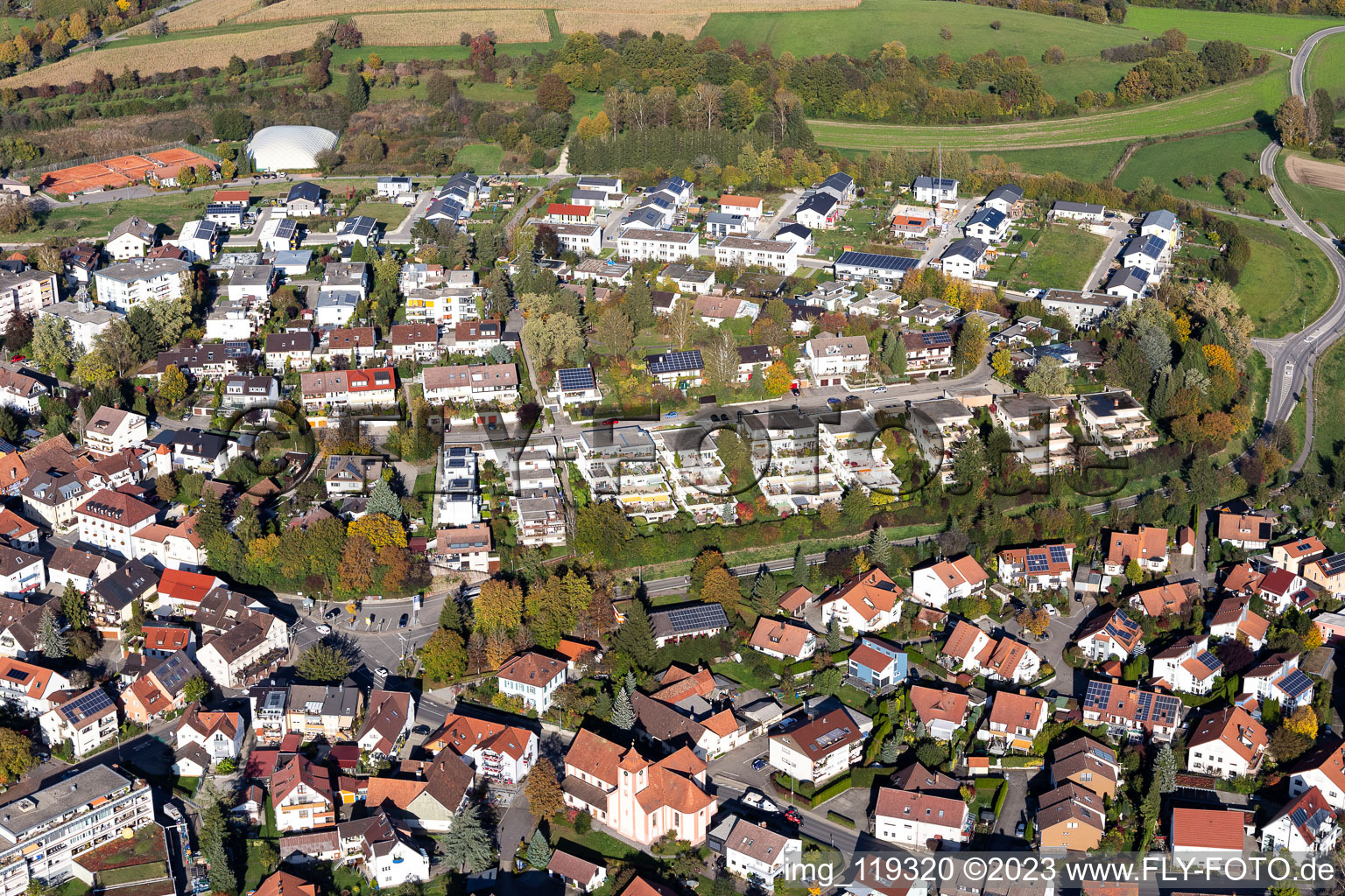 Luftbild von Ortsteil Dettingen in Konstanz im Bundesland Baden-Württemberg, Deutschland
