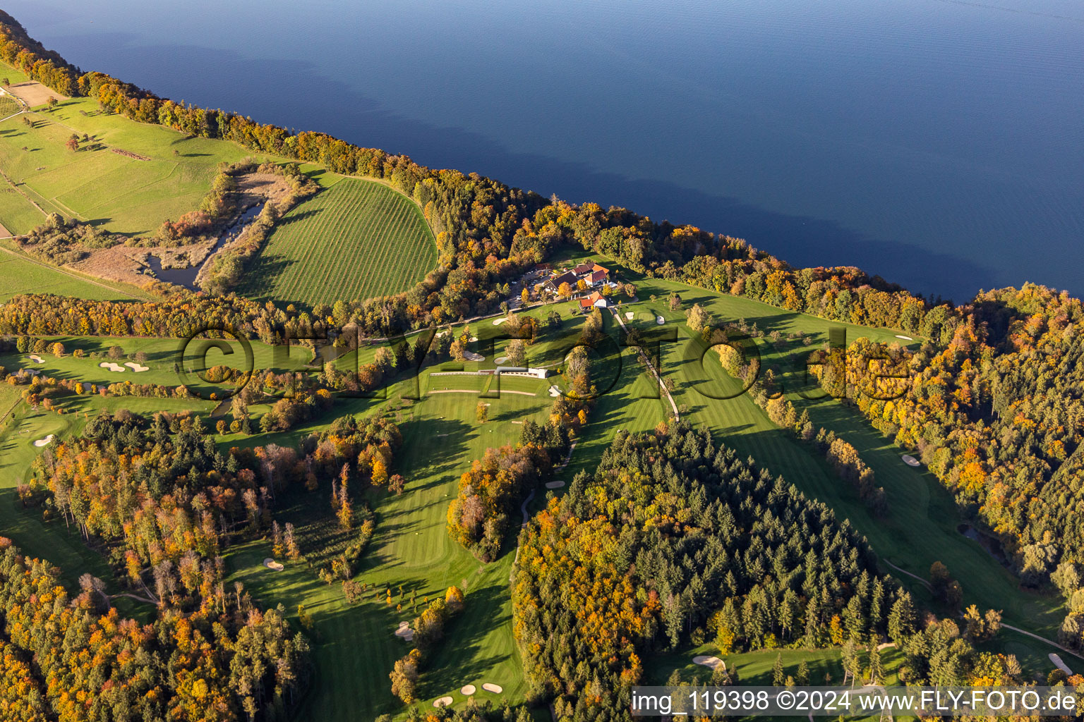 Gelände des Golfplatz des Golf-Club Konstanz im Ortsteil Langenrain in Allensbach im Bundesland Baden-Württemberg, Deutschland