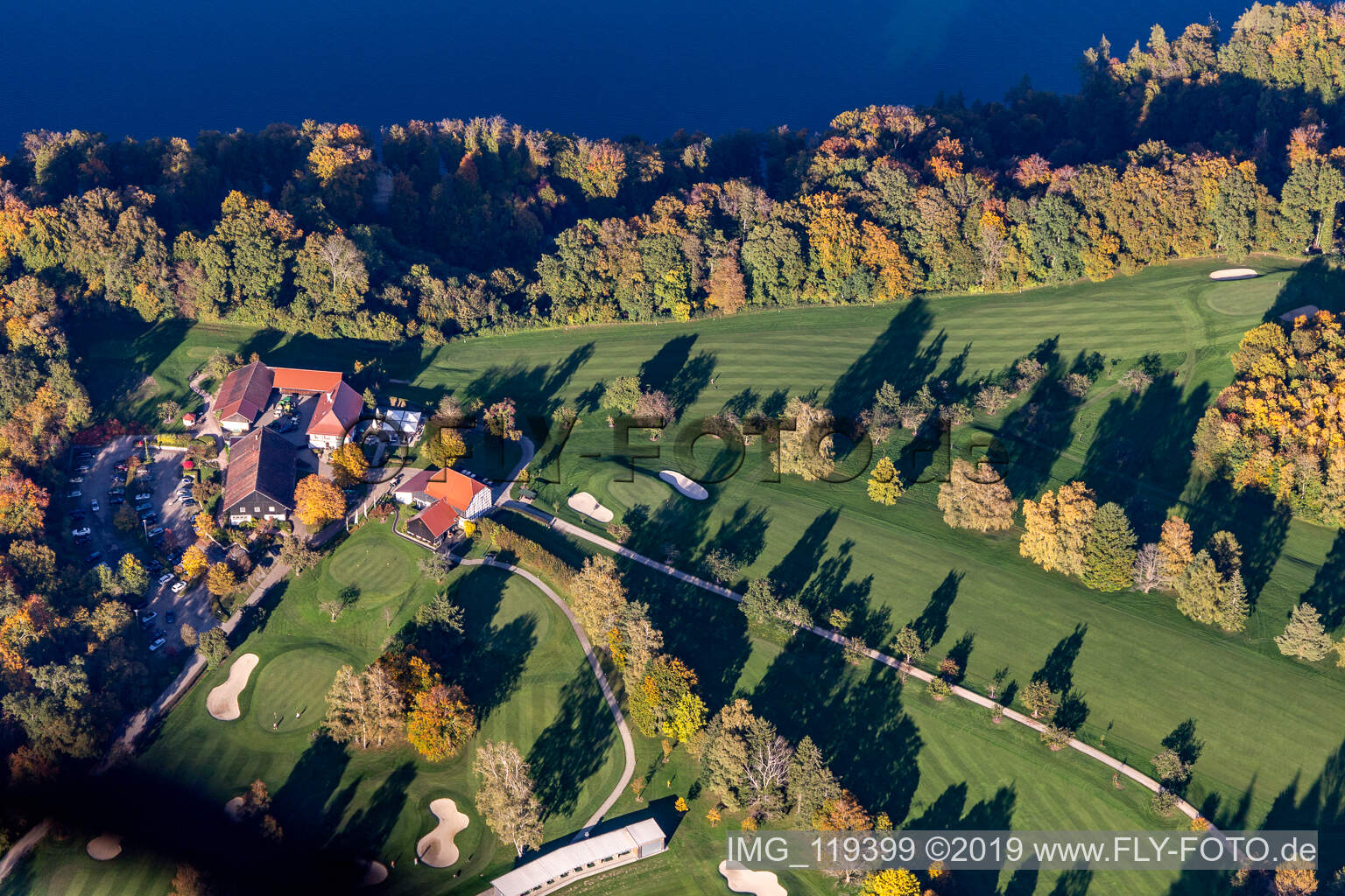 Luftbild von Gelände des Golfplatz des Golf-Club Konstanz im Ortsteil Langenrain in Allensbach im Bundesland Baden-Württemberg, Deutschland