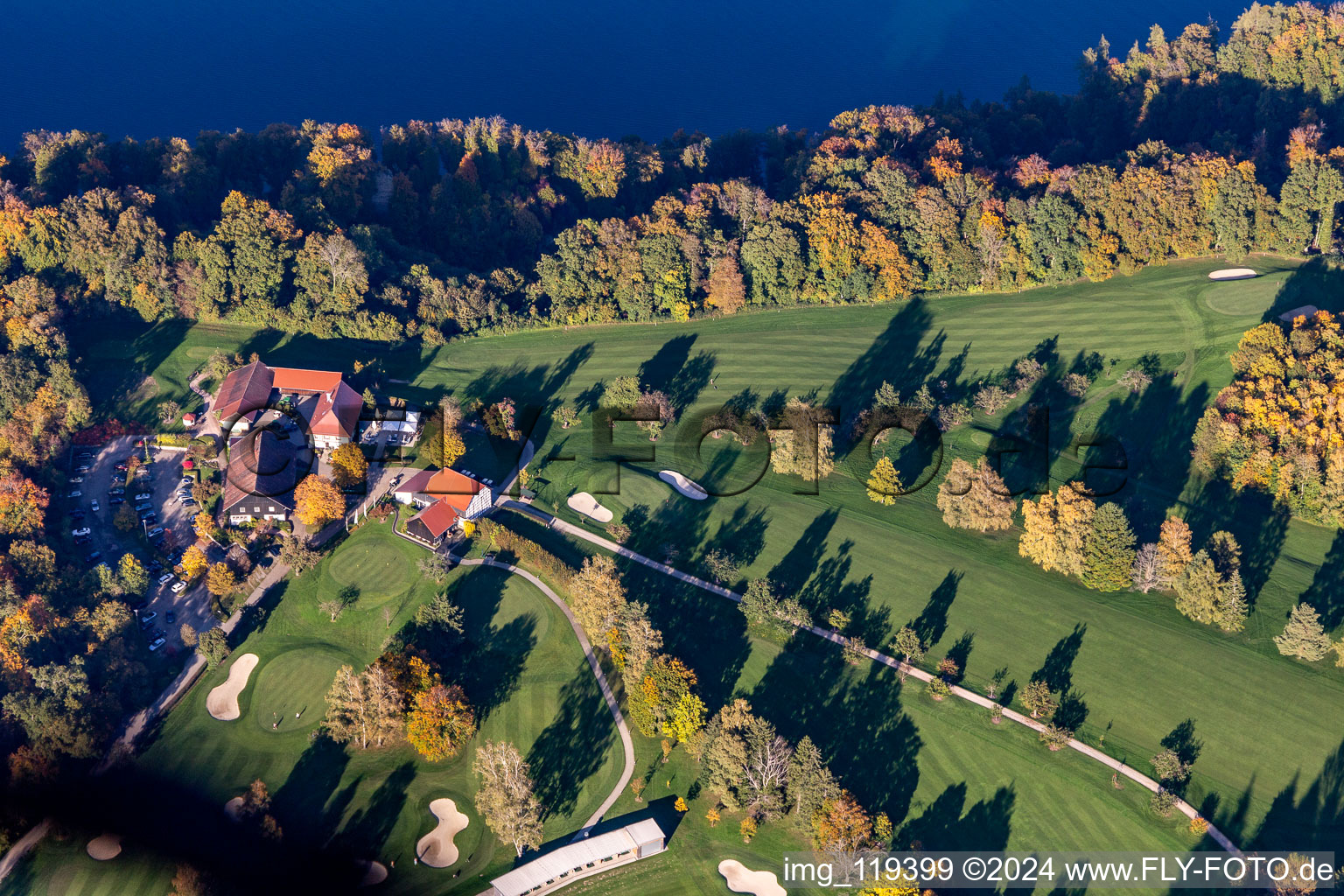 Luftbild von Gelände des Golfplatz des Golf-Club Konstanz im Ortsteil Langenrain in Allensbach im Bundesland Baden-Württemberg, Deutschland