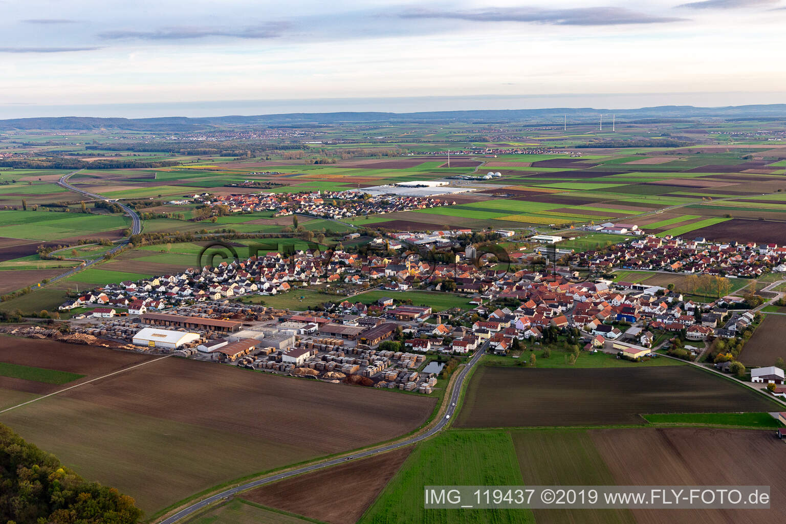 Luftaufnahme von Kolitzheim im Bundesland Bayern, Deutschland