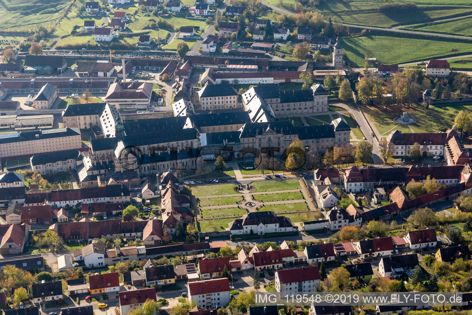 Luftbild von Klosterkirche Ebrach im Bundesland Bayern, Deutschland