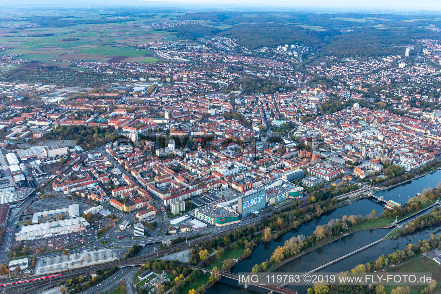 Drohnenbild von Schweinfurt im Bundesland Bayern, Deutschland