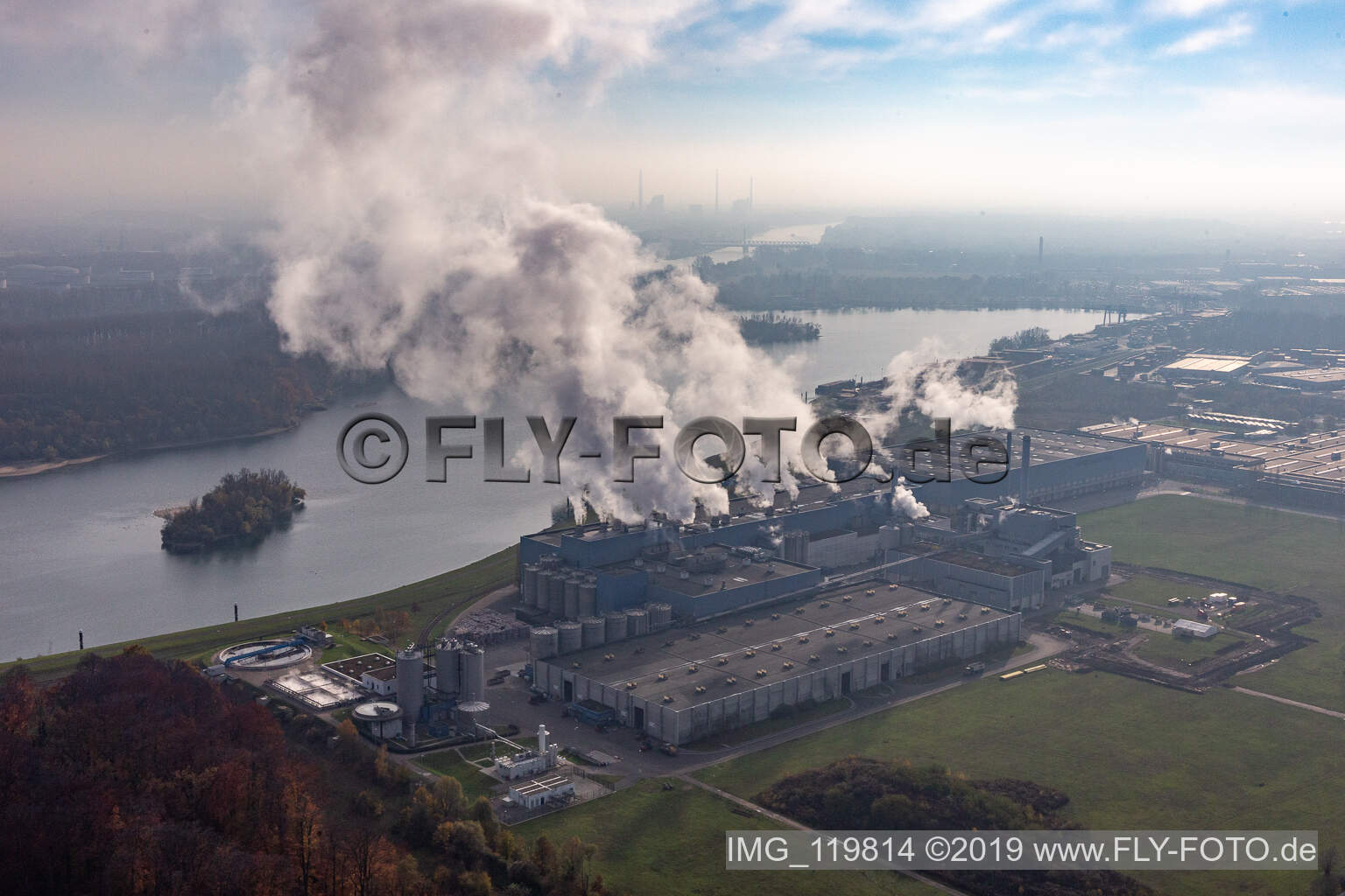 Luftbild von Papierfabrik Palm in Wörth am Rhein im Bundesland Rheinland-Pfalz, Deutschland