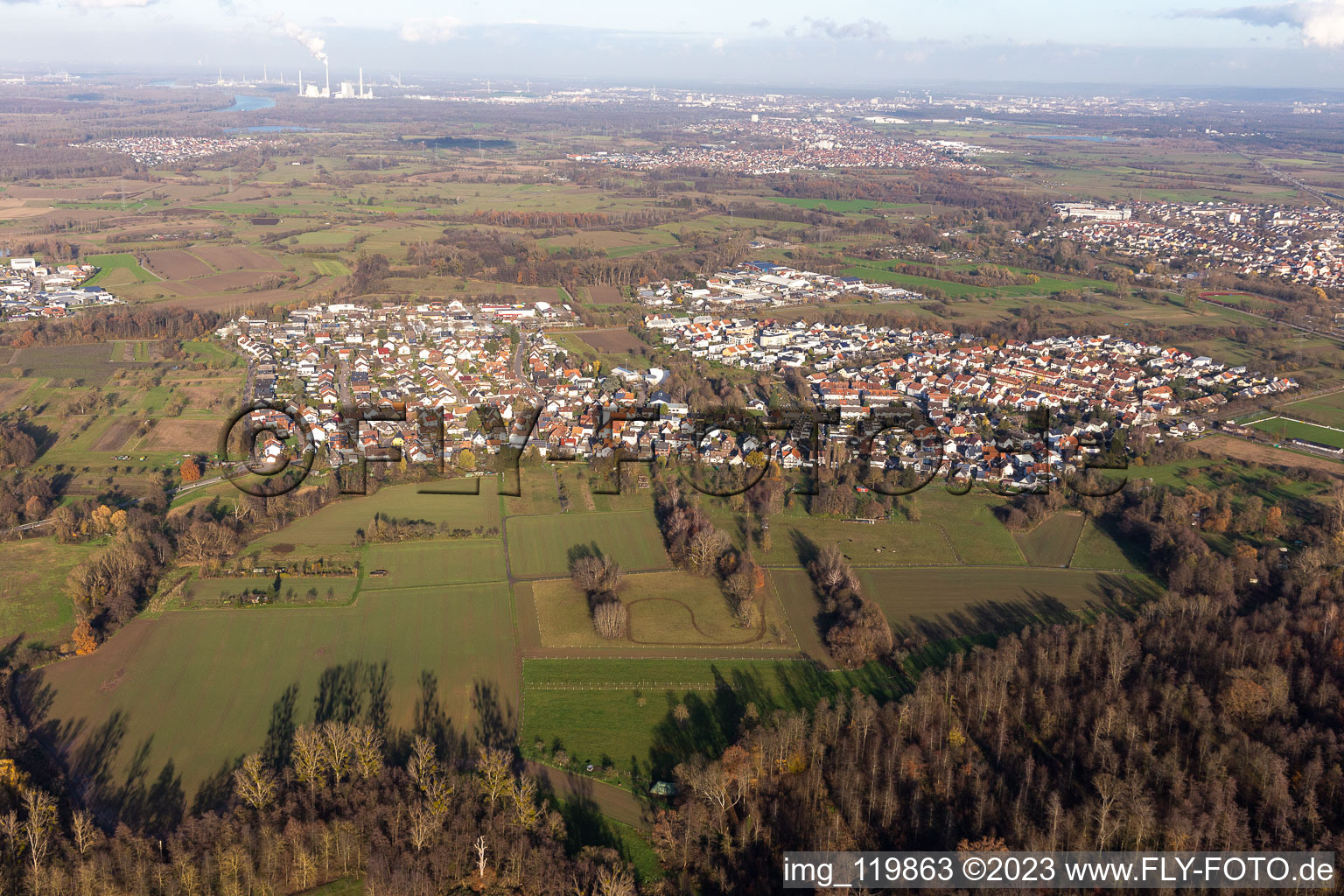 Luftbild von Von Süden im Ortsteil Würmersheim in Durmersheim im Bundesland Baden-Württemberg, Deutschland