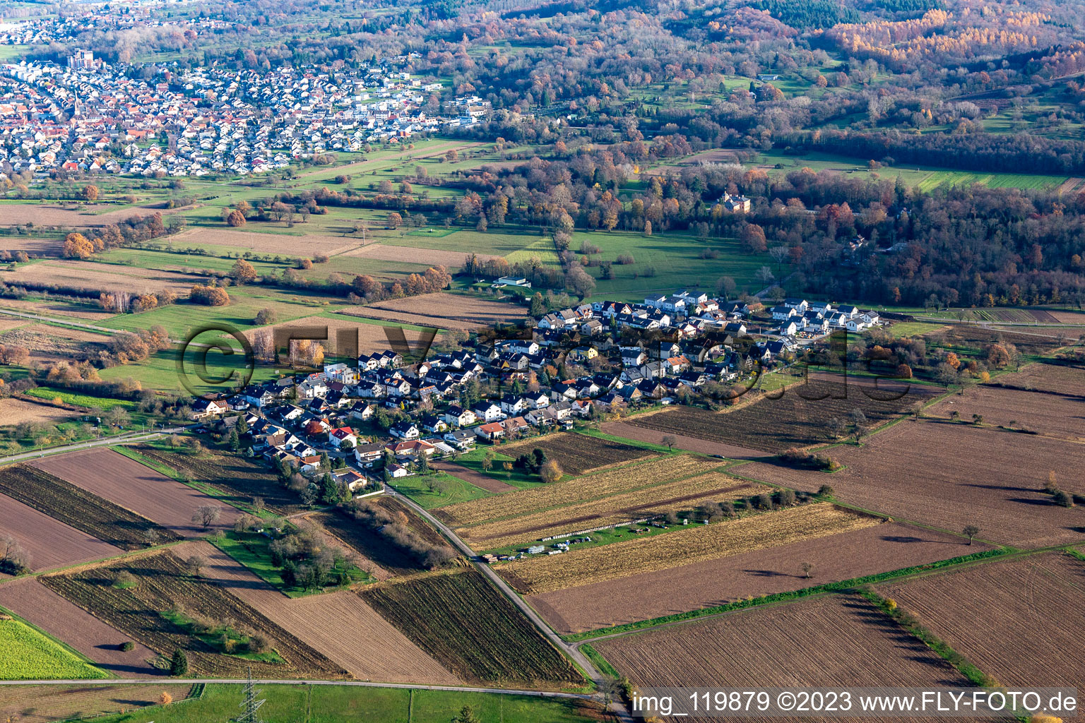 Ortsteil Förch in Rastatt im Bundesland Baden-Württemberg, Deutschland aus der Luft betrachtet