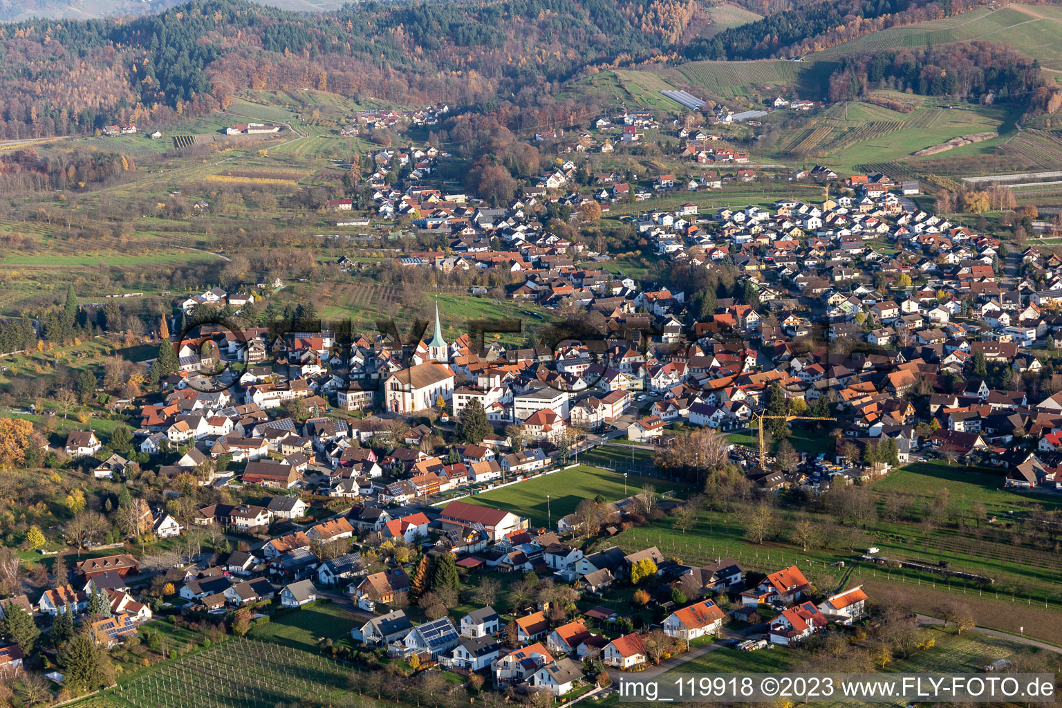 Luftbild von Ortsteil Ulm in Renchen im Bundesland Baden-Württemberg, Deutschland