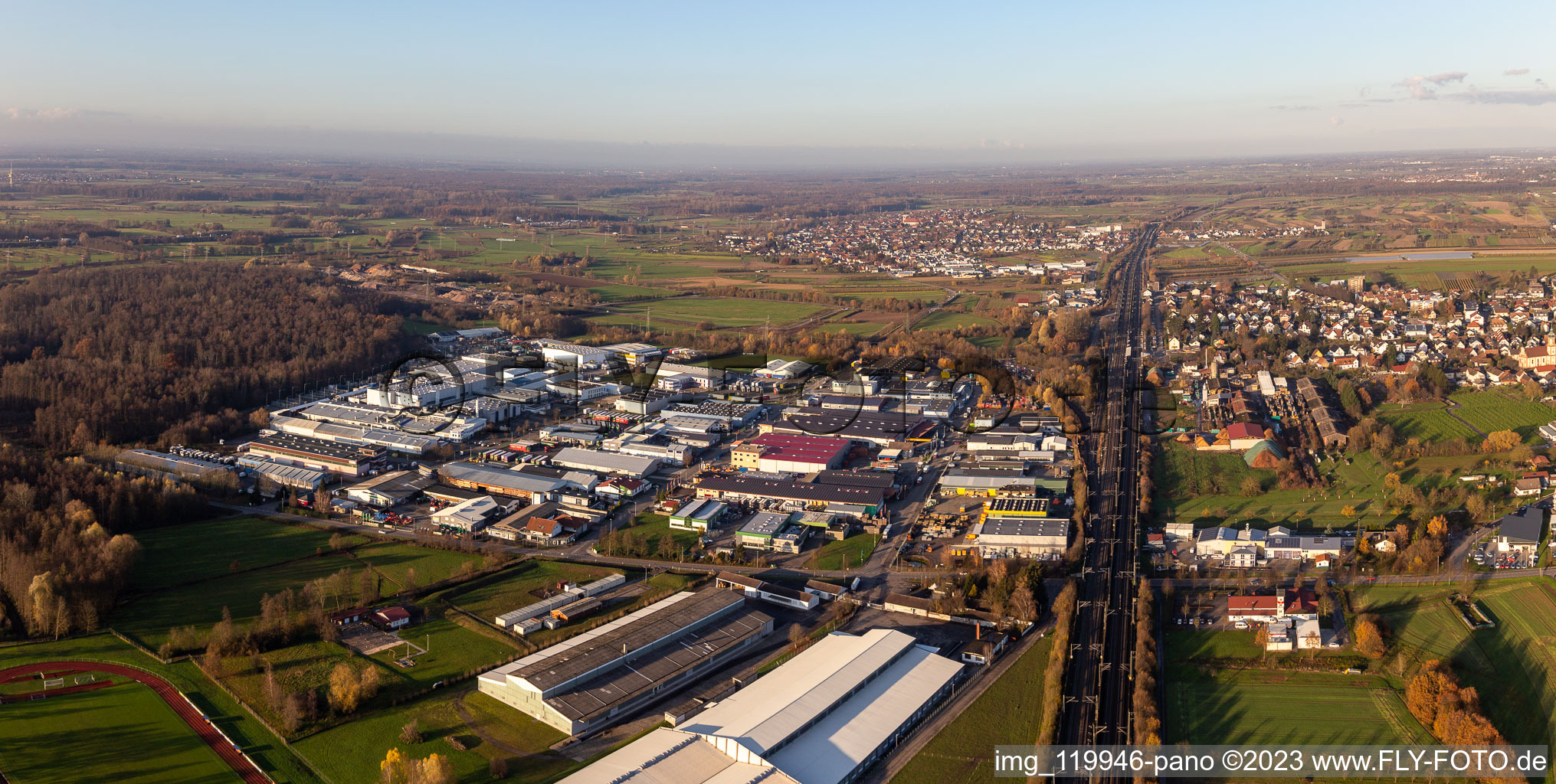 Gewerbegebiet und Firmenansiedlung in Appenweier im Bundesland Baden-Württemberg, Deutschland