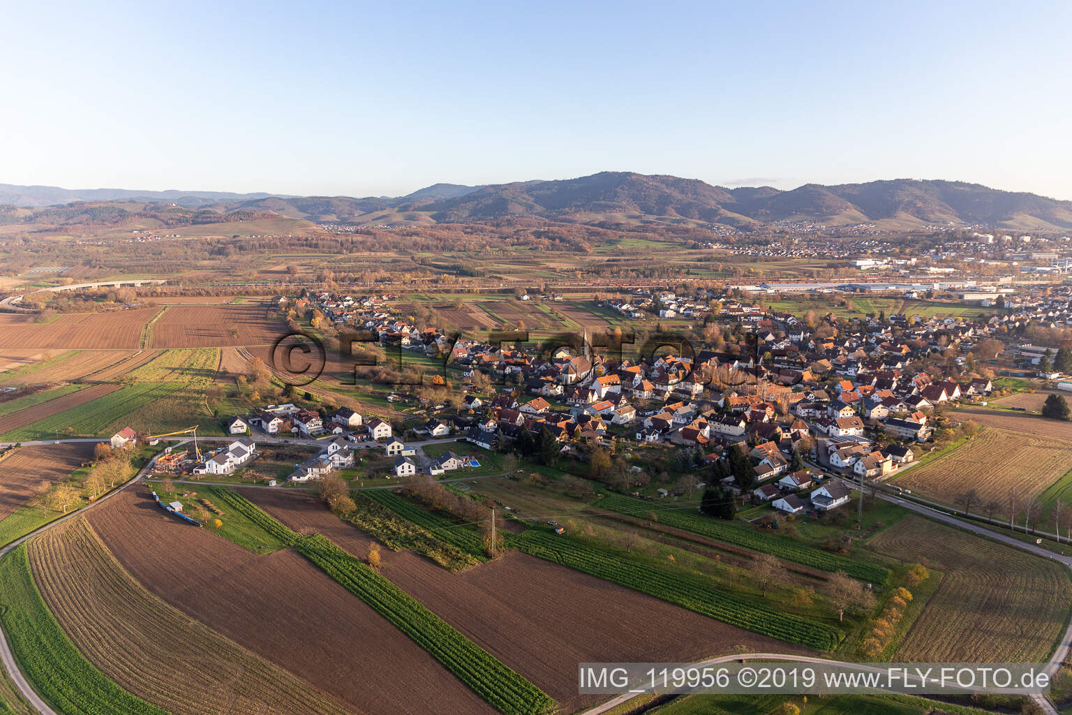 Luftbild von Ortsteil Bohlsbach in Offenburg im Bundesland Baden-Württemberg, Deutschland
