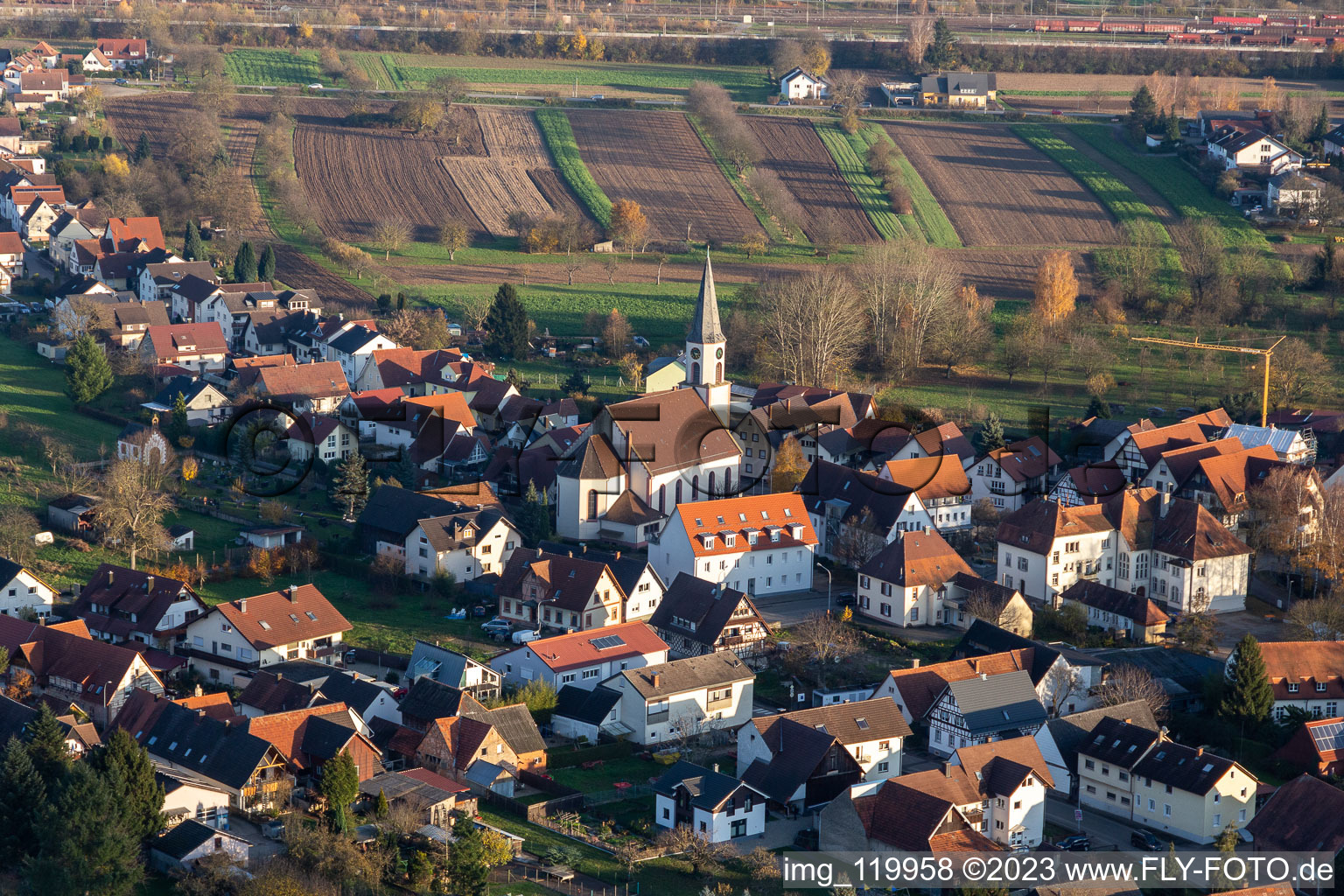 Luftaufnahme von Ortsteil Bohlsbach in Offenburg im Bundesland Baden-Württemberg, Deutschland