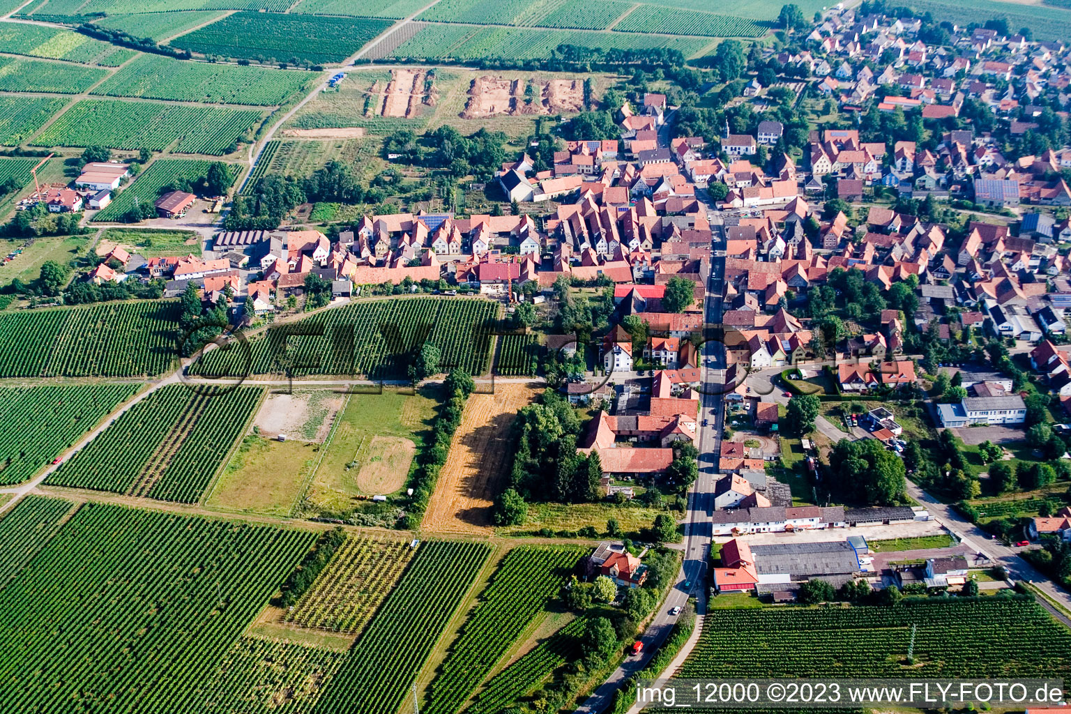Impflingen im Bundesland Rheinland-Pfalz, Deutschland aus der Drohnenperspektive