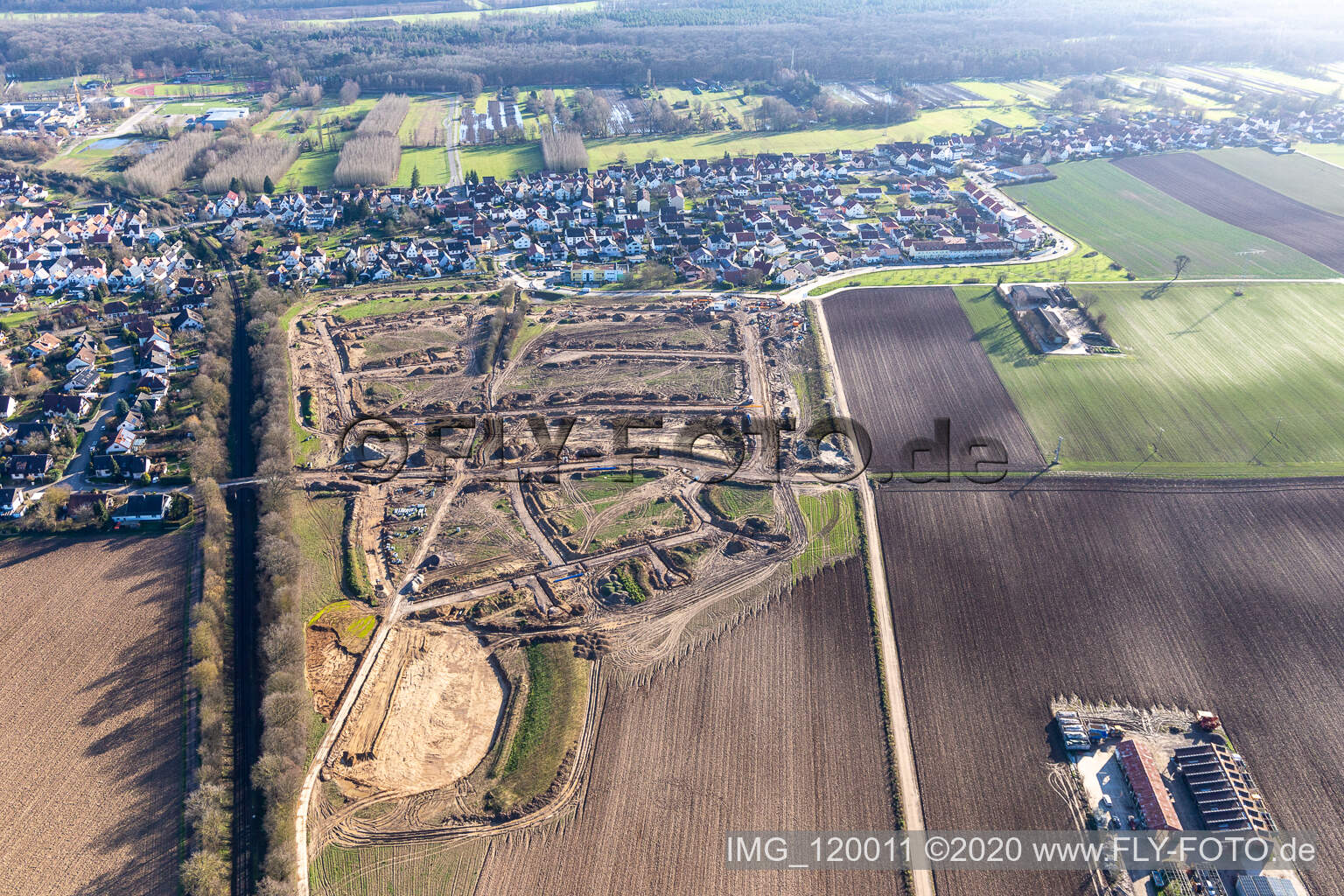 Luftbild von Neubaugebiet K2 Erschliessung in Kandel im Bundesland Rheinland-Pfalz, Deutschland