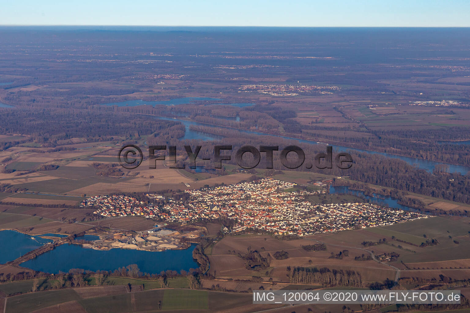 Luftbild von Leimersheim im Bundesland Rheinland-Pfalz, Deutschland