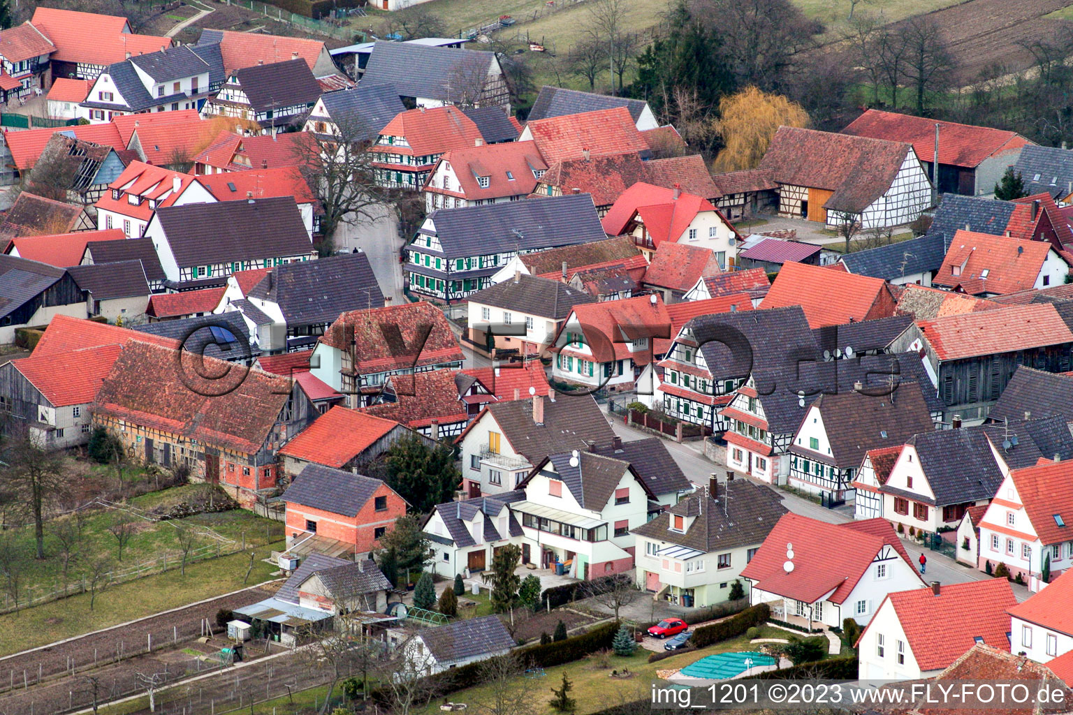 Seebach im Bundesland Bas-Rhin, Frankreich aus der Luft