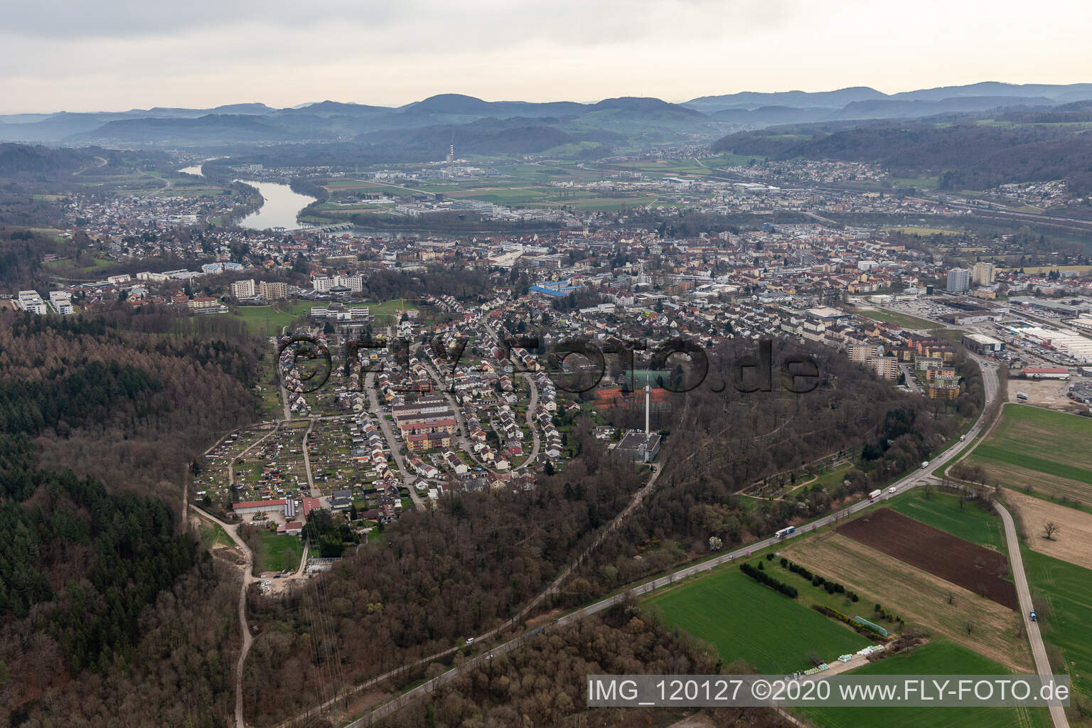 Luftaufnahme von Bad Säckingen im Bundesland Baden-Württemberg, Deutschland