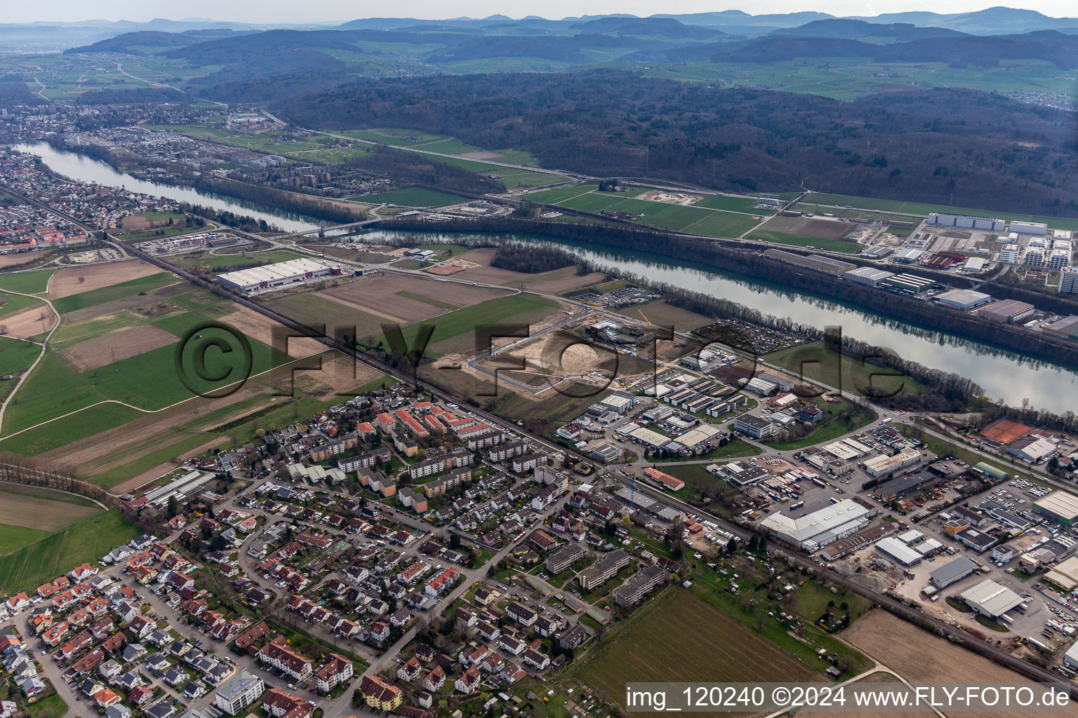 Luftbild von Ortsteil Herten in Rheinfelden im Bundesland Baden-Württemberg, Deutschland