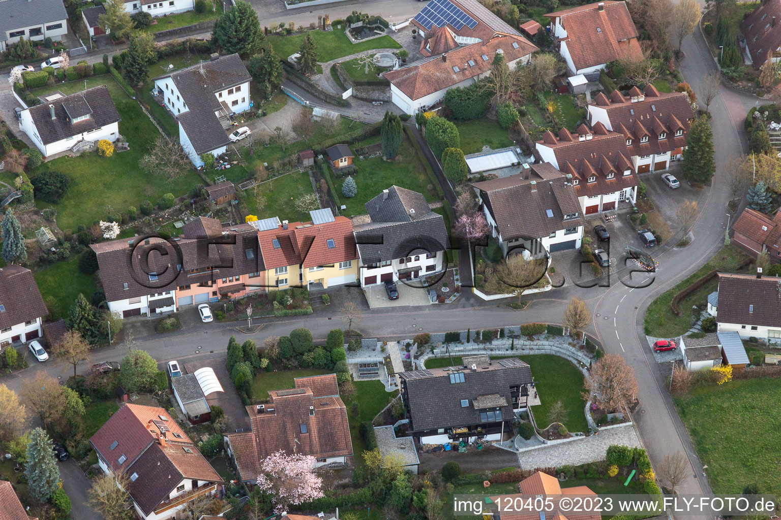Ortsteil Fessenbach in Offenburg im Bundesland Baden-Württemberg, Deutschland vom Flugzeug aus
