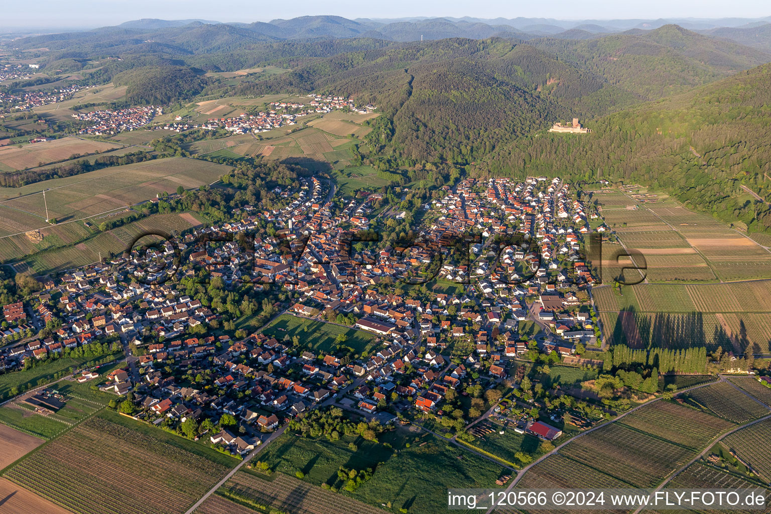 Luftbild von Burg Landeck in Klingenmünster im Bundesland Rheinland-Pfalz, Deutschland