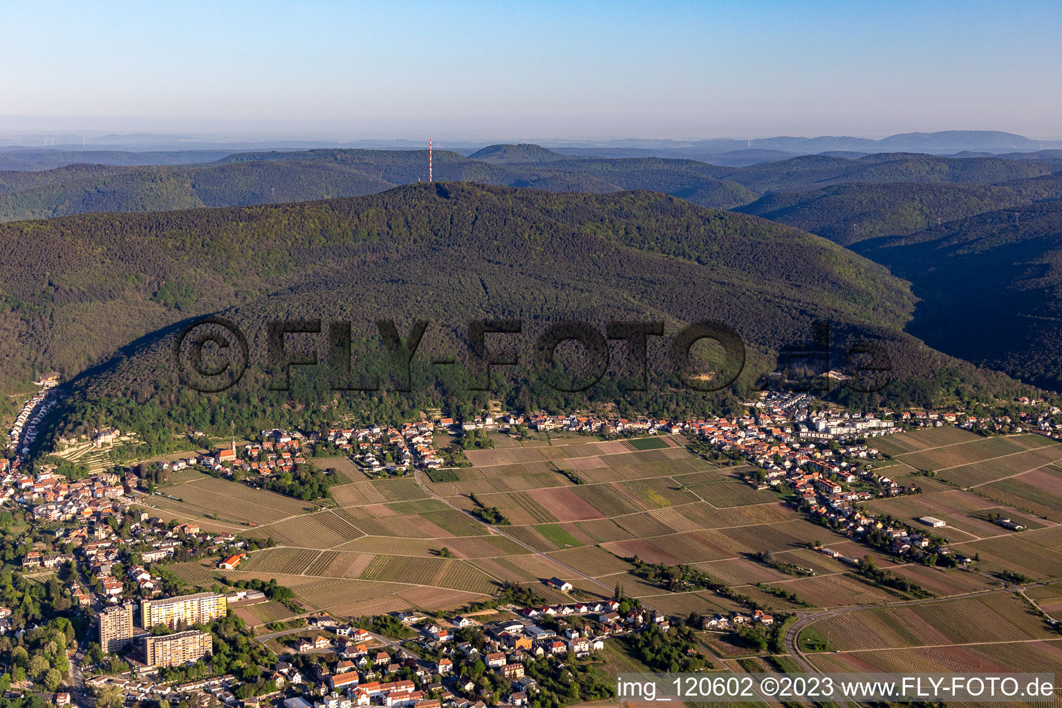 Luftbild von Zu Füßen des Weinbiet im Ortsteil Haardt in Neustadt an der Weinstraße im Bundesland Rheinland-Pfalz, Deutschland