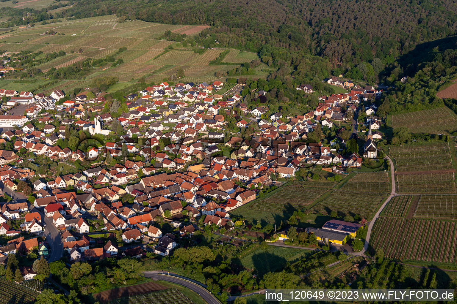 Ortsteil Rechtenbach in Schweigen-Rechtenbach im Bundesland Rheinland-Pfalz, Deutschland von oben gesehen