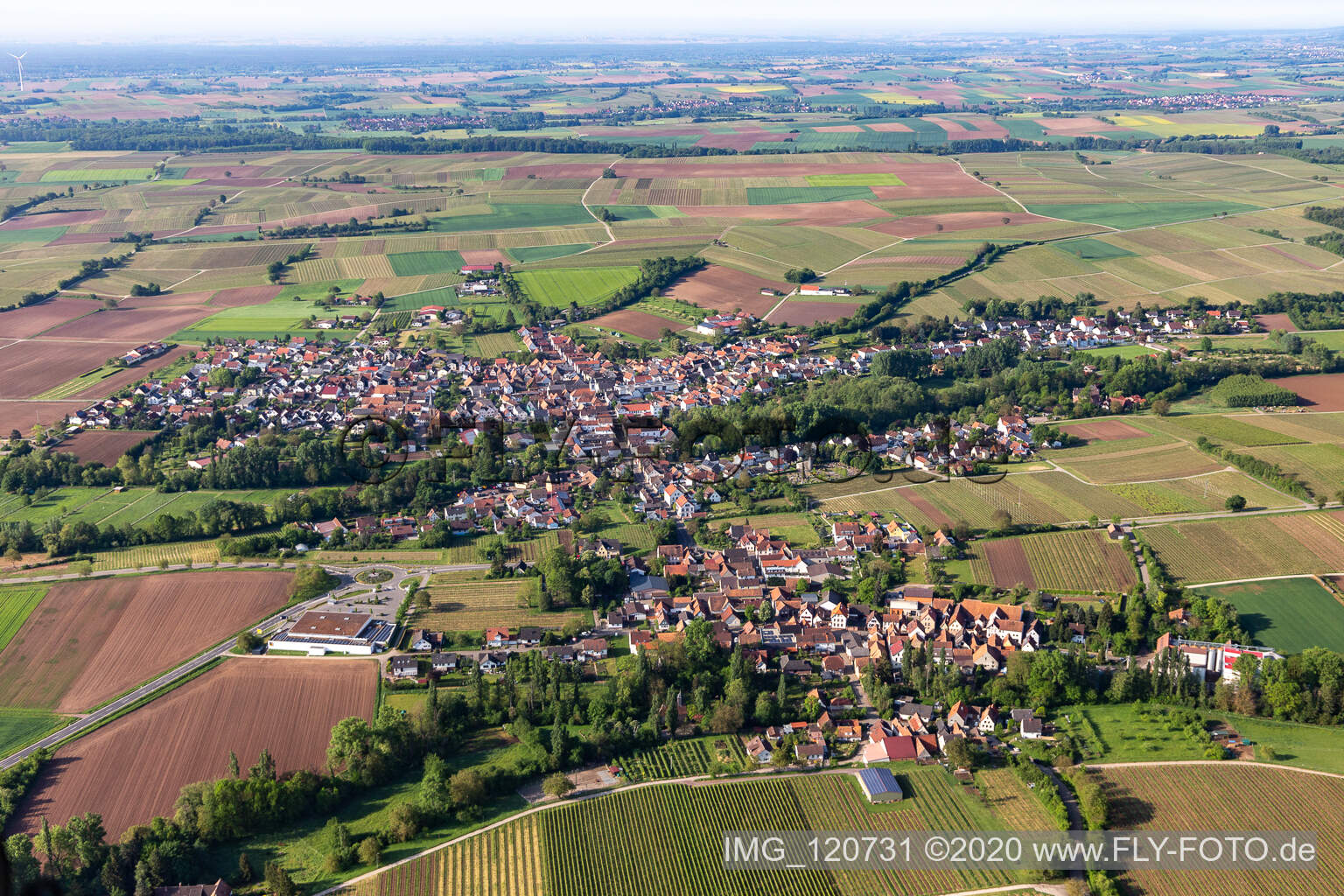 Ortsteil Appenhofen in Billigheim-Ingenheim im Bundesland Rheinland-Pfalz, Deutschland von der Drohne aus gesehen