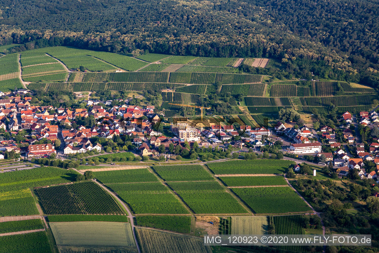 Luftaufnahme von Ortsteil Schweigen in Schweigen-Rechtenbach im Bundesland Rheinland-Pfalz, Deutschland