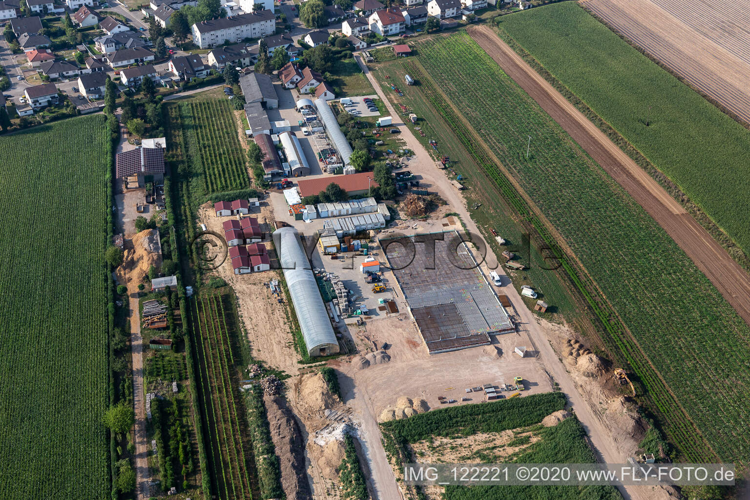 Kugelmann Biogemüse Neubau der Produktionshalle in Kandel im Bundesland Rheinland-Pfalz, Deutschland vom Flugzeug aus