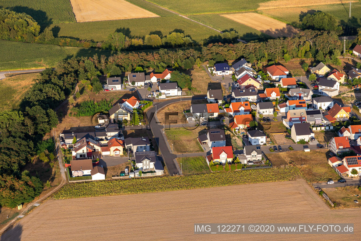 Drohnenbild von Hardtwald in Neupotz im Bundesland Rheinland-Pfalz, Deutschland