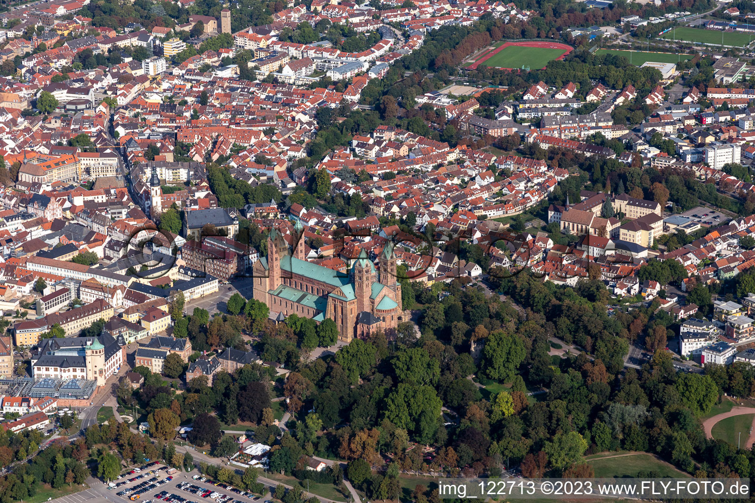 Luftaufnahme von Dom zu Speyer im Bundesland Rheinland-Pfalz, Deutschland