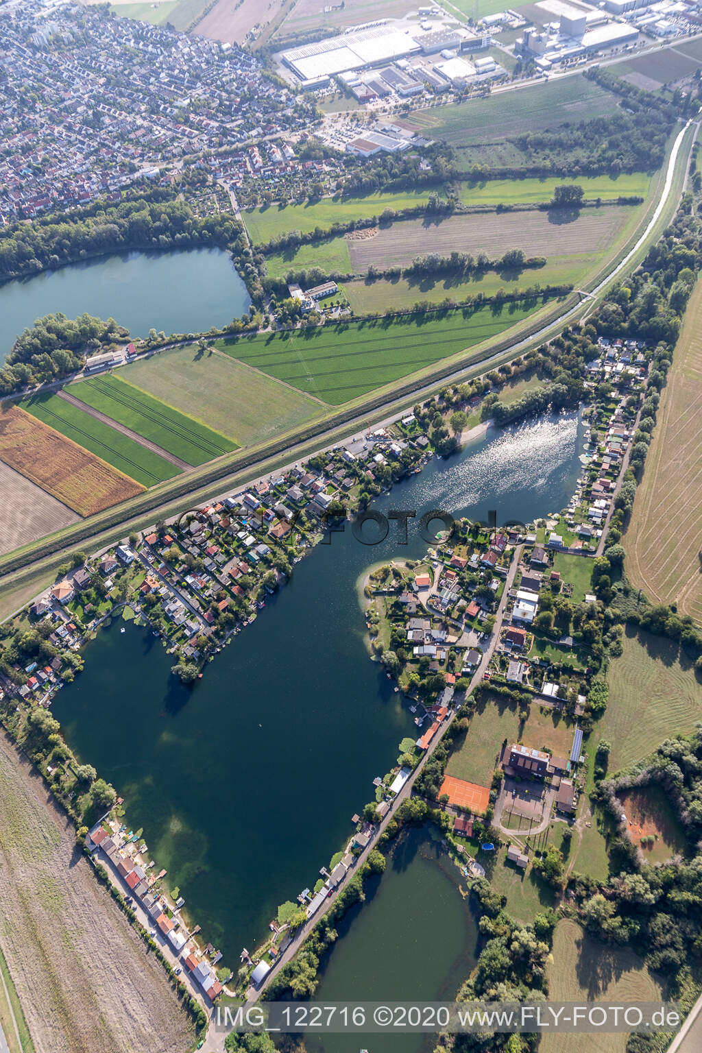 Luftbild von Hohwiesensee in Ketsch im Bundesland Baden-Württemberg, Deutschland