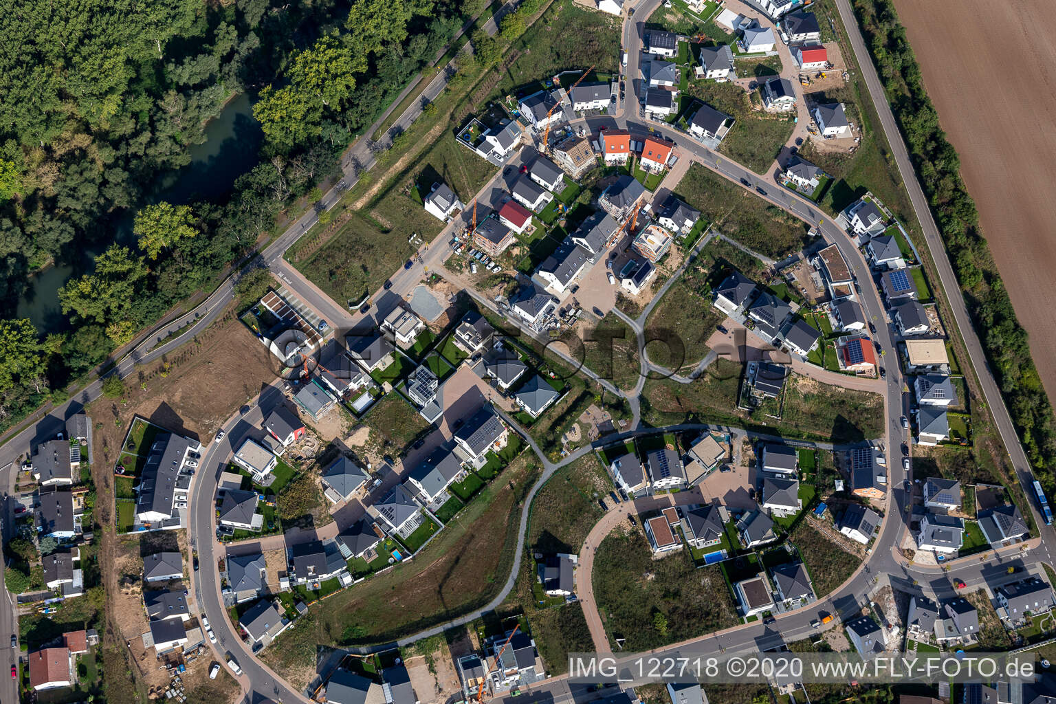 Luftbild von Neubaugebiet Altrheinbogen in Ketsch im Bundesland Baden-Württemberg, Deutschland