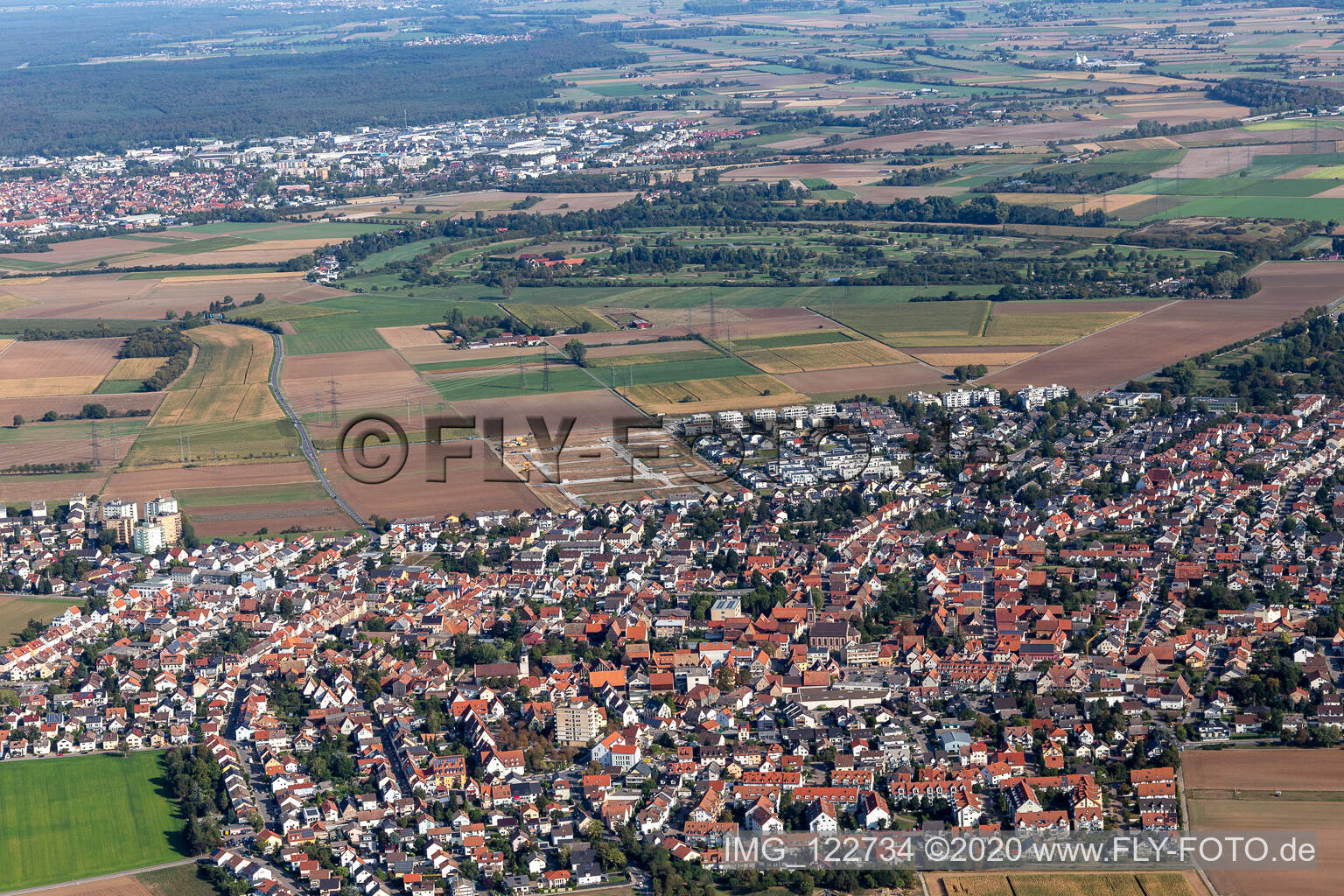 Heddesheim im Bundesland Baden-Württemberg, Deutschland aus der Luft betrachtet